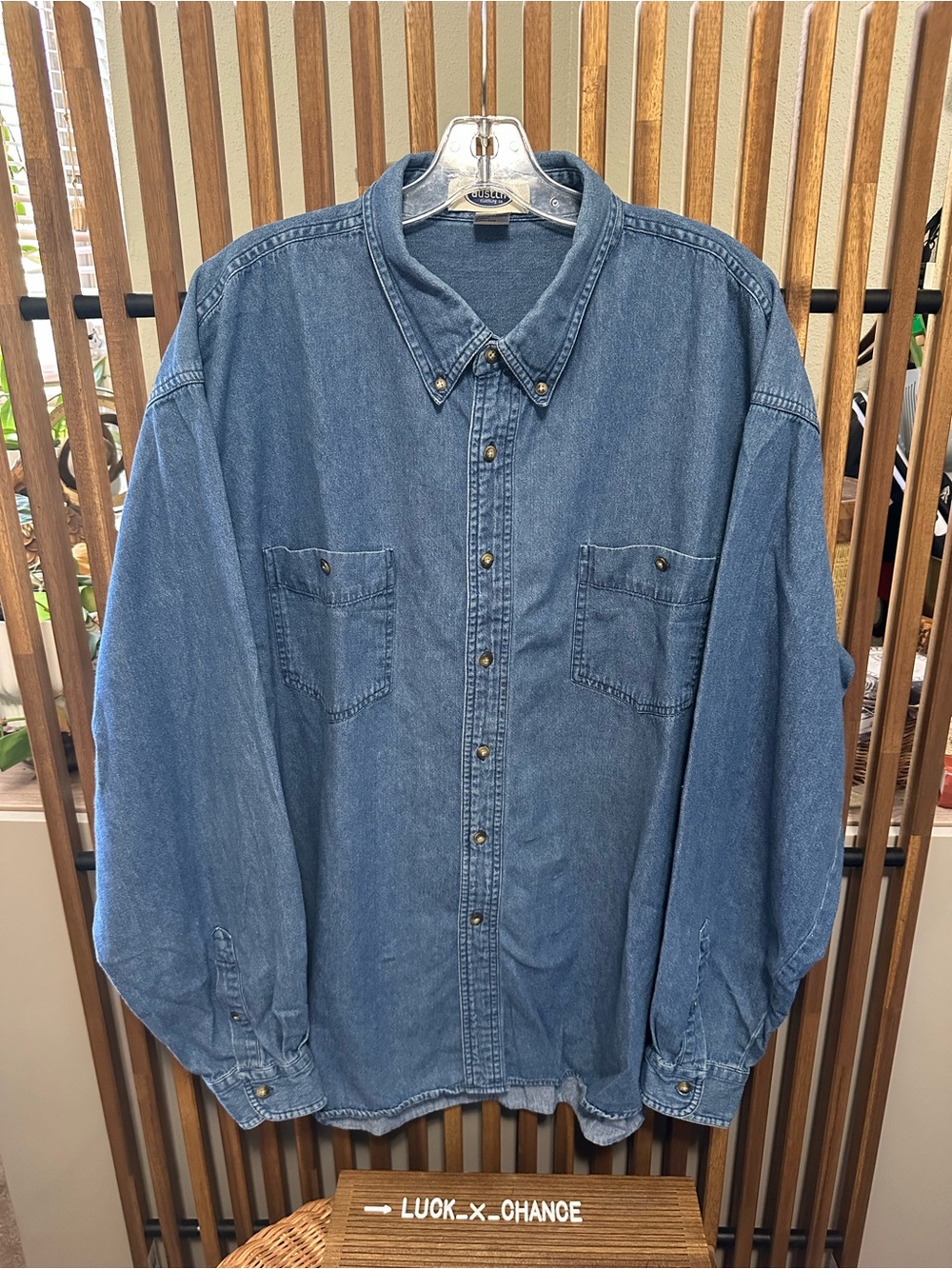 Vintage Austin Clothing Co Men’s Blue 100% Cotton Denim Long Sleeve Shirt XXL